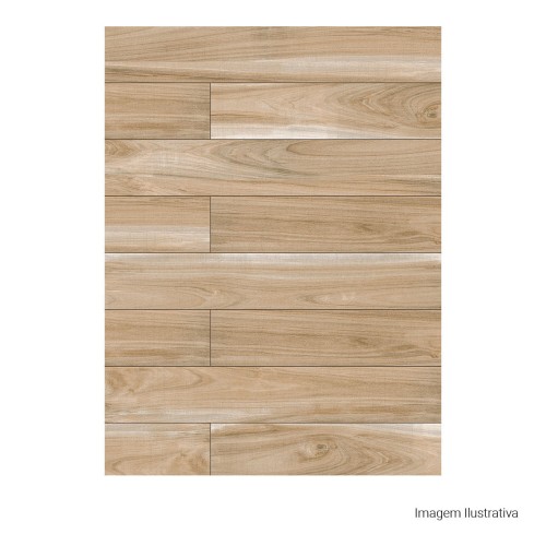 Porcelanato Acetinado Amadeirado 20x120cm Bege - Portinari Abitare Hd Be Esmaltado Retificado
