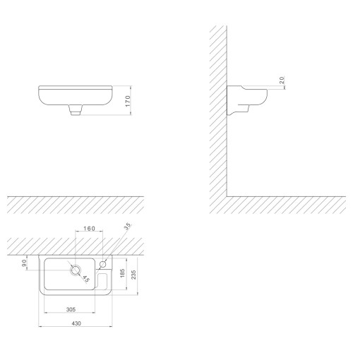 Lavatório Suspenso Deca 43cm Branco Izy