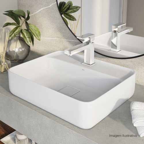 Cuba de Apoio com Mesa Retangular Deca 40x50cm Branco Slim