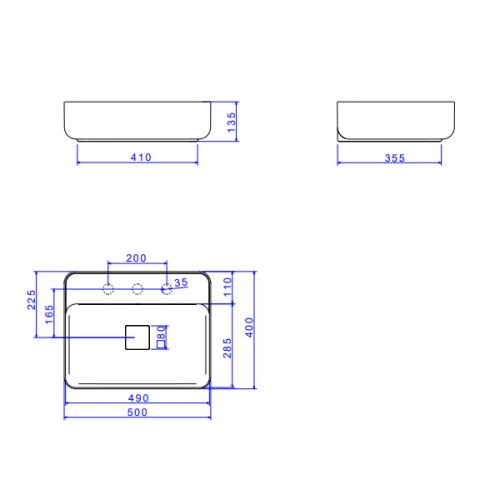 Cuba de Apoio com Mesa Retangular Deca 40x50cm Branco Slim