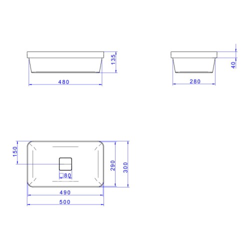 Cuba de Sobrepor Retangular Deca 30x50cm Ébano Fosco Slim