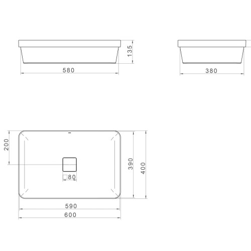Cuba de Sobrepor Retangular Deca 40x60cm Branco Slim
