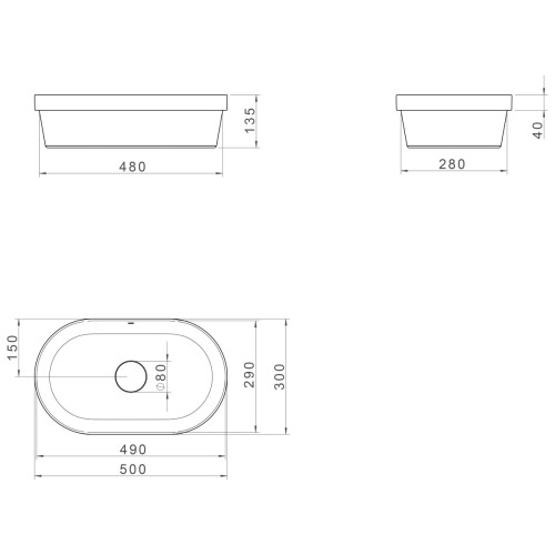 Cuba de Sobrepor Oval Deca 30x50cm Branco Slim