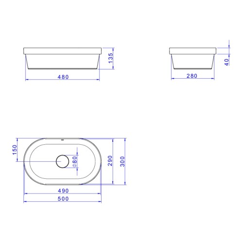 Cuba de Sobrepor Oval Deca 30x50cm Branco Slim