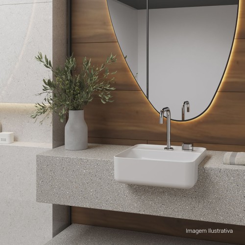 Cuba de Semiencaixe Deca com Mesa Quadrada 40cm Branco