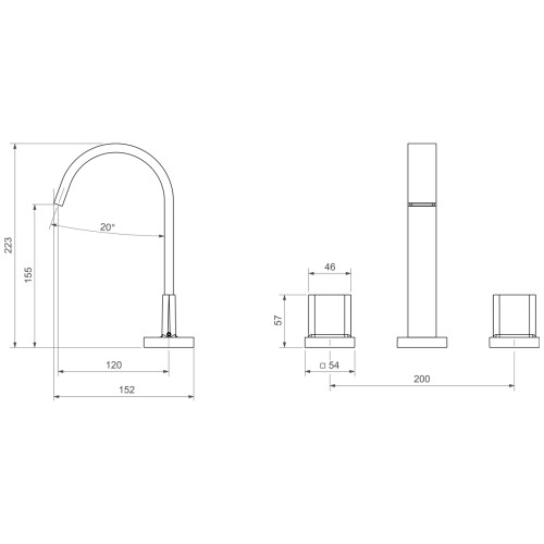 Misturador de Mesa Bica Alta para Lavatório
