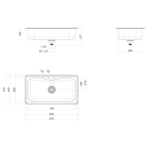 Cuba de Cozinha Retangular Deca com Deck 80x40cm Facile Inox