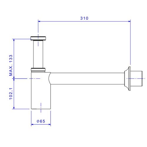 Sifão Deca para Cozinha e Tanque (entrada: 1 1/2 / Saída: 1 1/2 e 2) Cromado