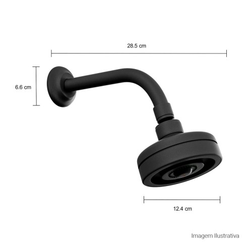 Chuveiro com Tubo de Parede Acqua Plus Standart Black Matte