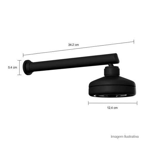 Chuveiro com Tubo Reto de Parede Acqua Plus Black Matte