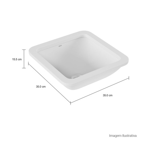 Cuba de Embutir Quadrada Deca 35x35cm Branco Linha L