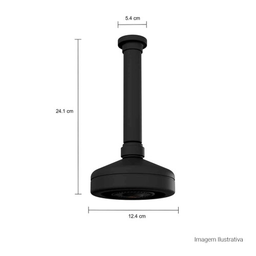 Chuveiro com Tubo de Teto Acqua Plus Black Matte