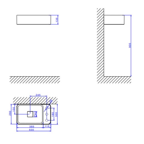 Cuba Suspensa Retangular com Mesa à Direita Deca 30x50cm Branco Slim