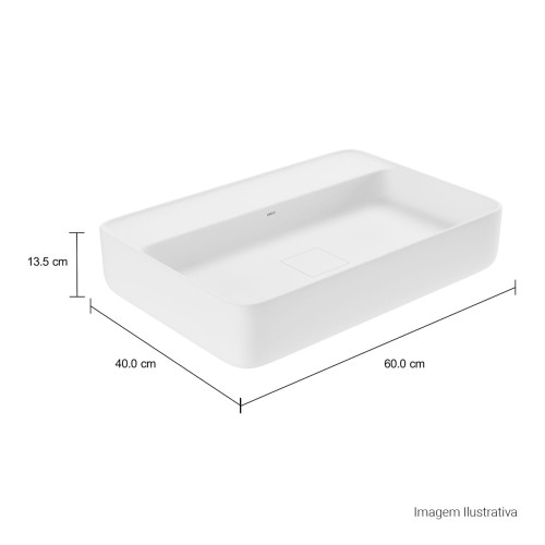 Cuba de Apoio Retangular com Mesa Deca 40x60cm Branco Slim