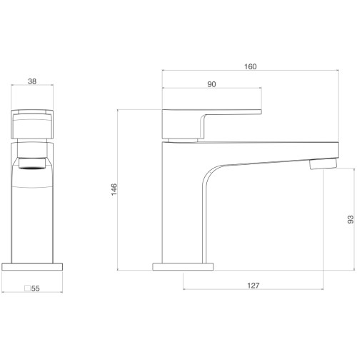 Torneira de Mesa Bica Baixa para Lavatório Level Black Matte