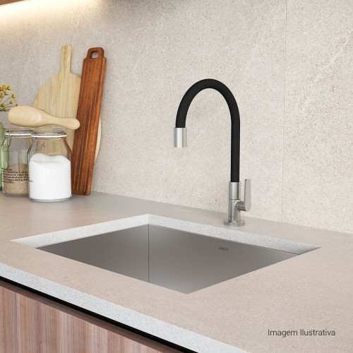 Torneira de Cozinha de Mesa Deca Motion - Cromado e Preto