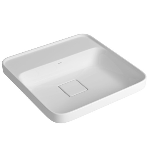 Cuba de Sobrepor com Mesa Quadrada Deca 40x40cm Branco Slim