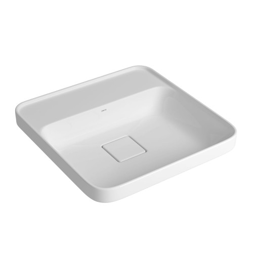 Cuba de Sobrepor com Mesa Quadrada Deca 40x40cm Branco Slim