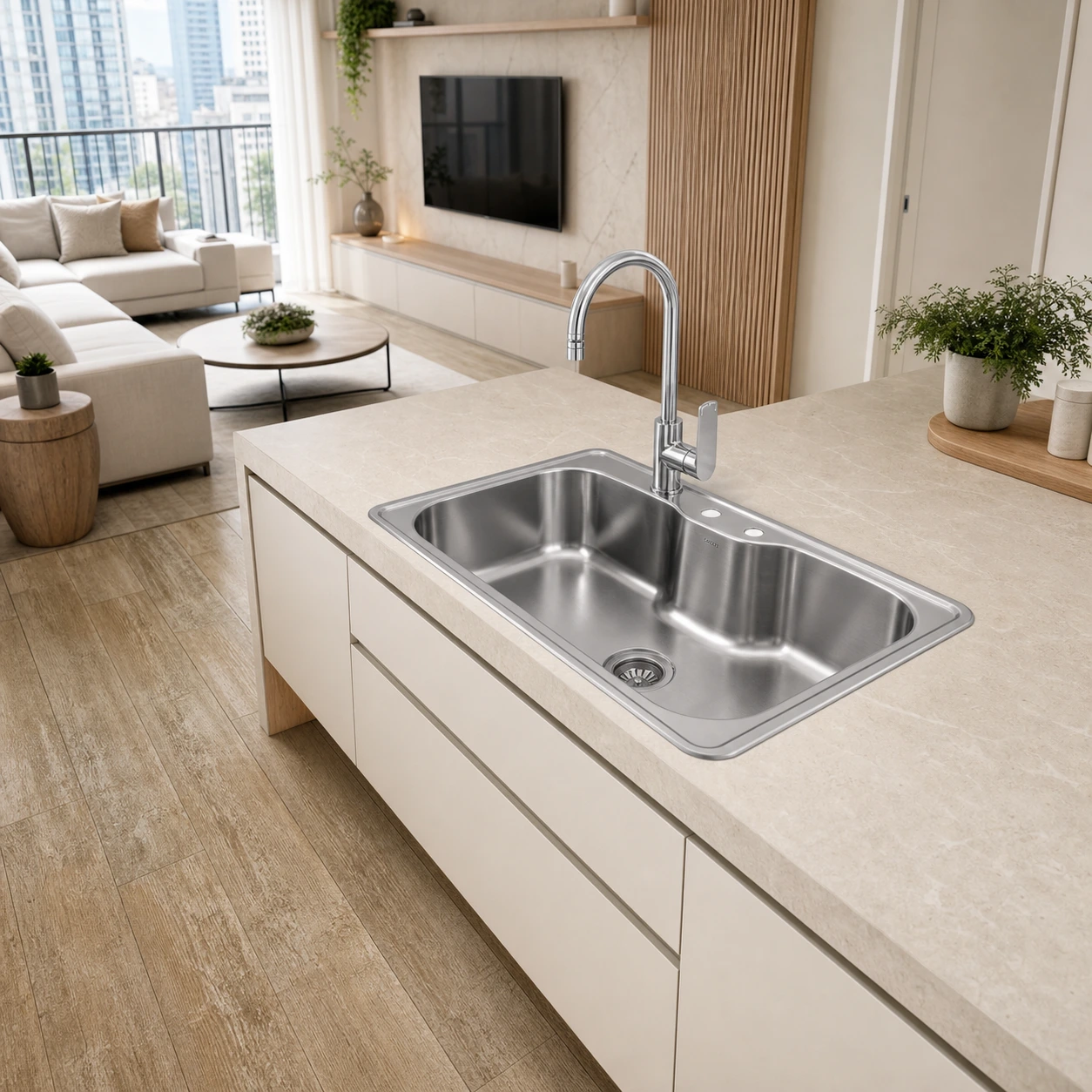 Apartamento integrado sala-cozinha