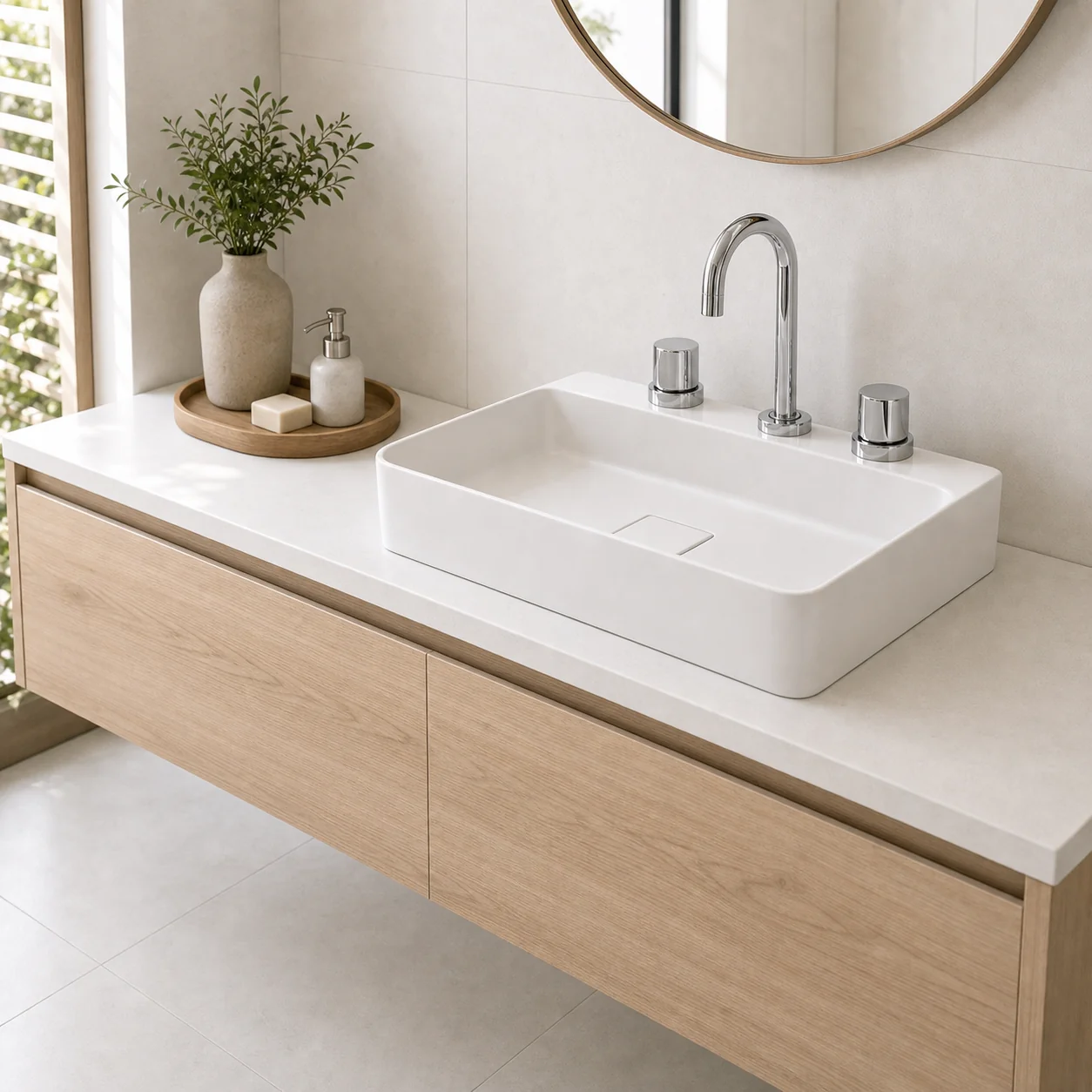 Lavabo branco minimalista