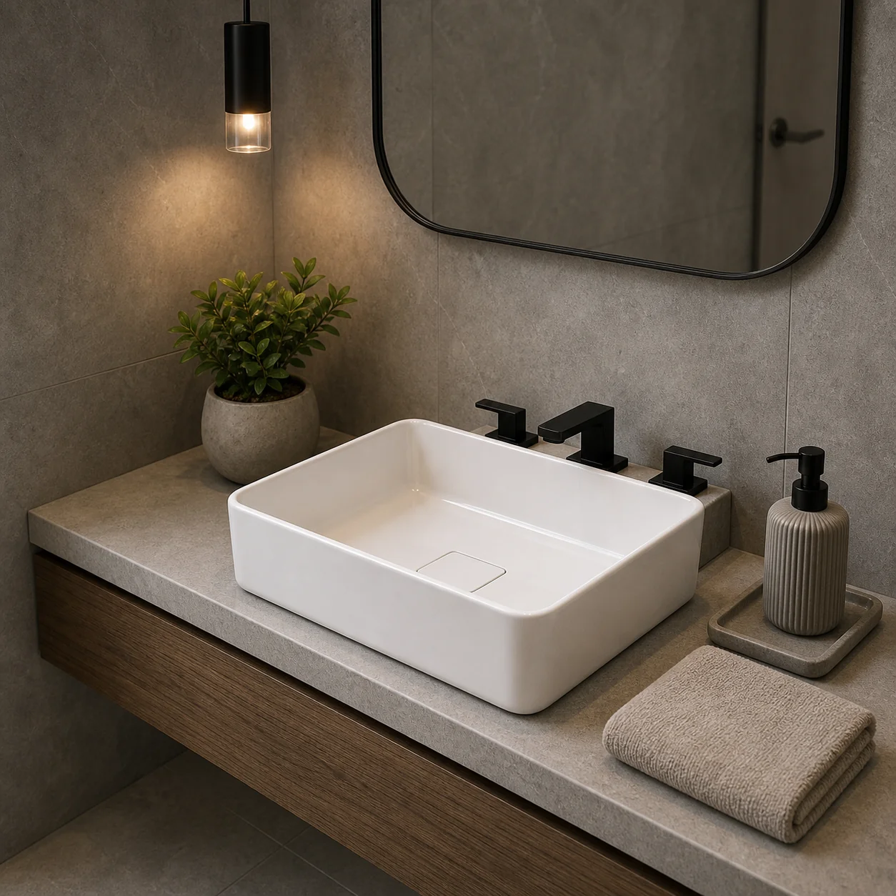 Lavabo cimentício compacto