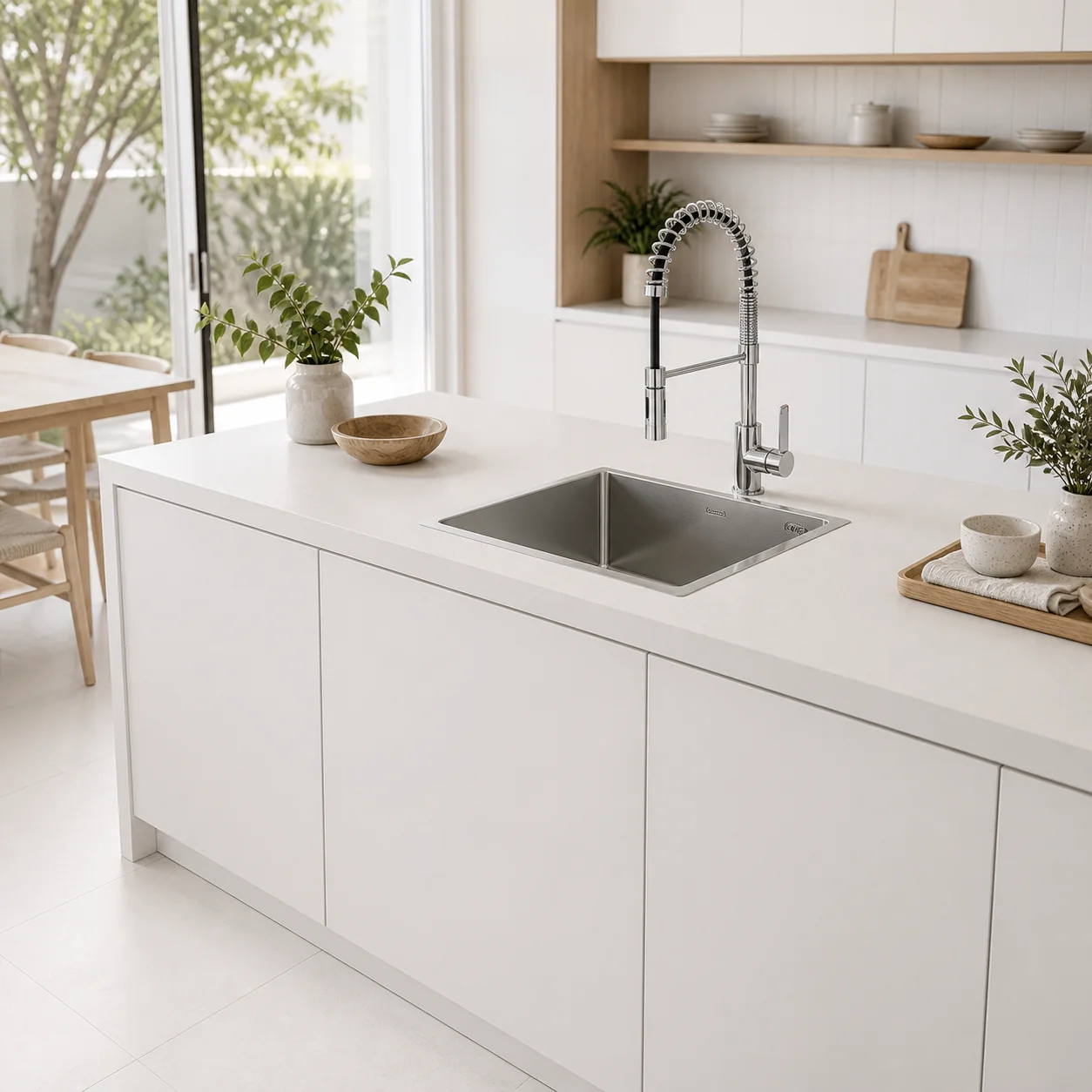 Cozinha branca clean minimalista