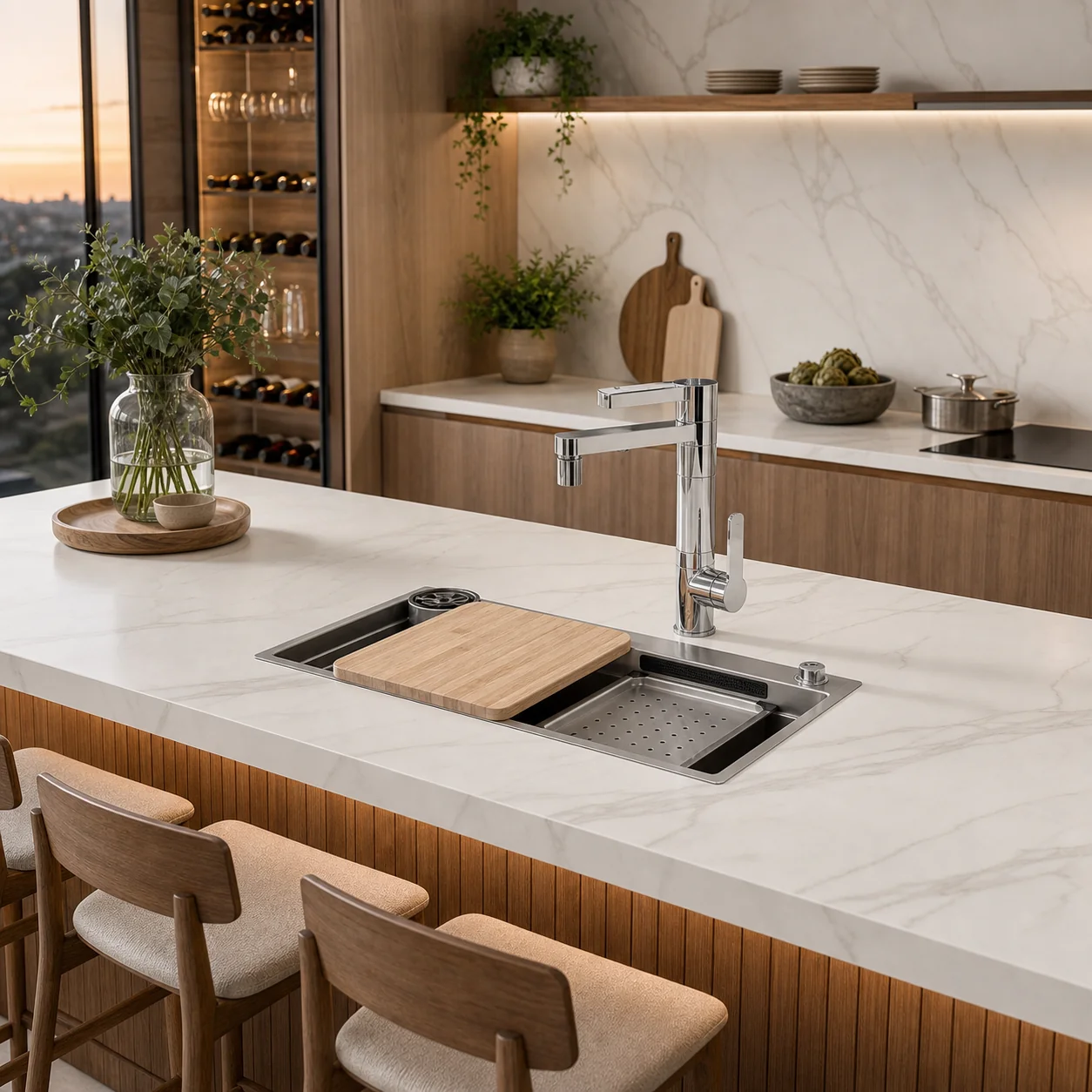 Cozinha gourmet premium em mármore