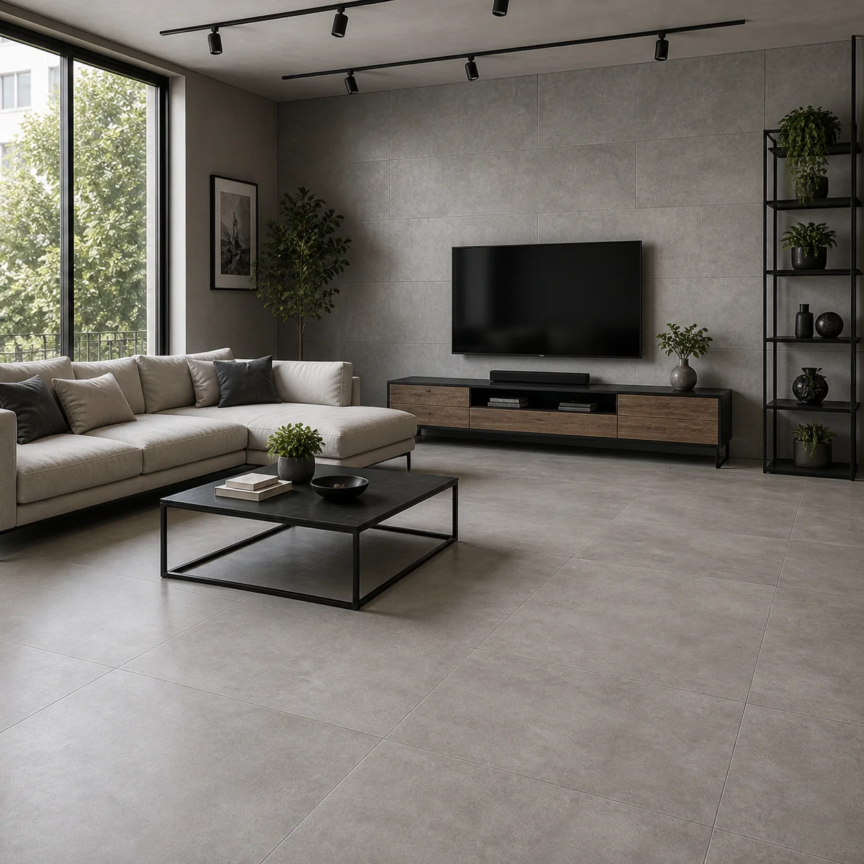 Sala industrial cinza